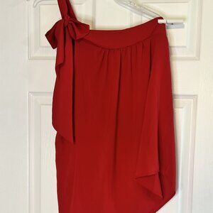 One Shoulder Ribbon Tie Red Top - Women’s Size Medium
